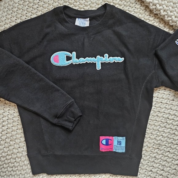 Blue & Pink Reverse Weave Champion Sweatshirt XS Extra Small - Picture 9 of 14